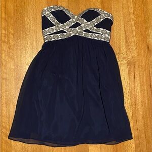 Strapless Navy Cocktail Dress